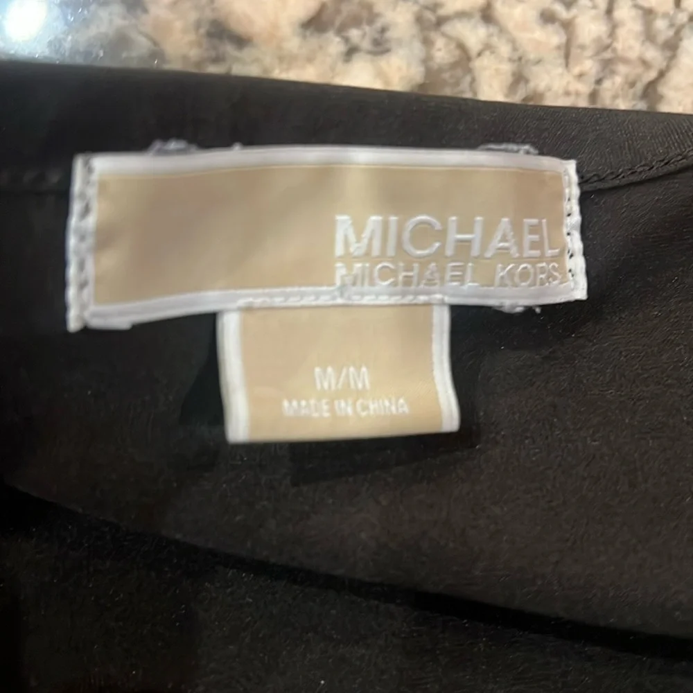 Michael Kors Brown Short Sleeve Ruched Blouse